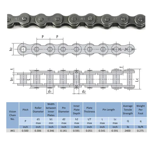 Vista 6 de FDJ Cadena de 41 rodillos de 10 pies con enlace de conexión y kit de herramientas de separación de cadena