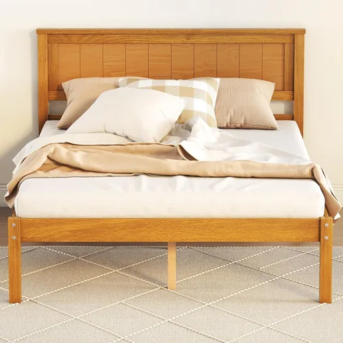 Vista 41 de Harper & Bright Designs Base de cama individual con cabecero y estribo, cama de plataforma de madera tamaño individual con soporte de listones