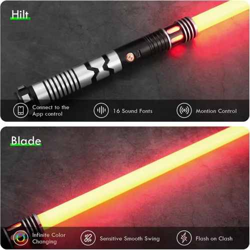 Vista 3 de CUSTOM SABER Sable de luz RGBX de balanceo suave, control de movimiento para encender/apagar la hoja, sable de luz con 16 fuentes de sonido