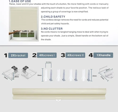 Vista 4 de Persianas celulares opacas personalizadas sin cables, plisadas de una sola celda de 1.5 pulgadas, para oscurecer la habitación, persianas de ventana