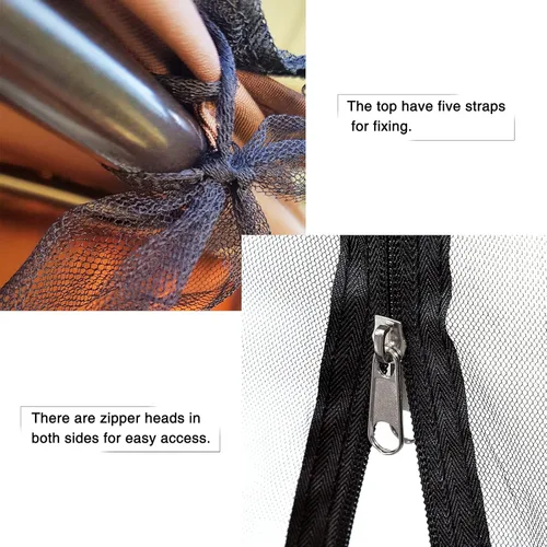 Vista 5 de Mosquitera para patio, pantalla de malla de poliéster con apertura de cremallera y techo impermeable, cortina de red rectangular