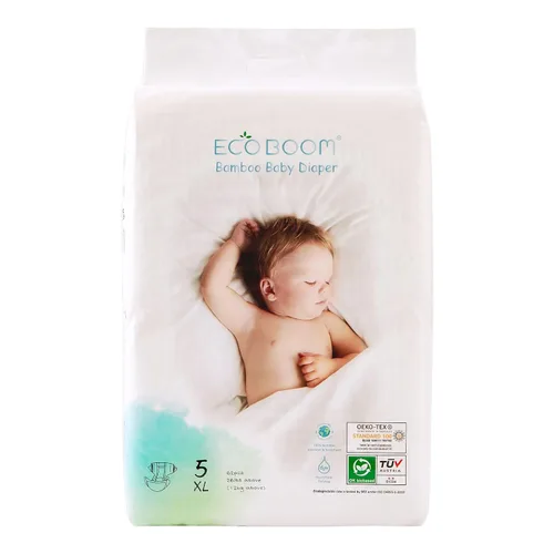 ECO BOOM Pañales, viscosa de pañales de bambú, pañales desechables suaves naturales para bebés, tamaño 5 adecuado para 26 a 37 libras (XL - 62