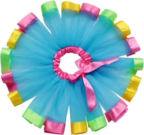 Vista 2 de BGFKS Falda tutú de tul de ballet en capas para niñas pequeñas con lazos coloridos para el cabello