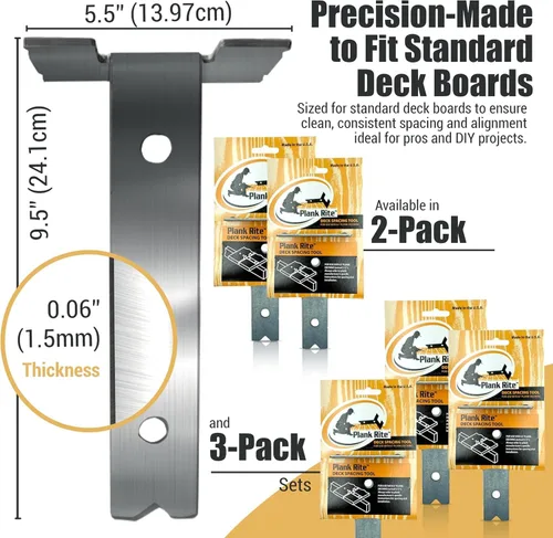 Vista 2 de Herramienta de separación y fijación de cubiertas de acero, paquete de 2 para uso con tablas de cubierta de 5-1/2 pulgadas, funciona para madera