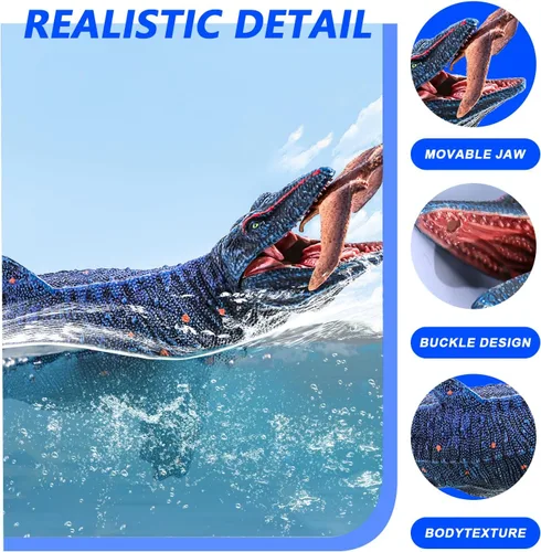 Vista 4 de SIENON Jurassic Mosasaurus - Figura de juguete de dinosaurio de 11.4 pulgadas, Mosasaurus Caza de Modelo de Pterosaurio, figuras de dinosaurio