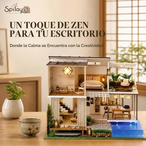 Vista 4 de Spilay - Kit de casa de muñecas en miniatura, construcción de casa de muñecas en miniatura Elegante y tranquilo