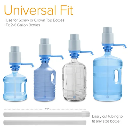 Vista 3 de Brio Bomba de agua potable manual universal y soporte para botella de agua de acero inoxidable con 2 válvulas dispensadoras