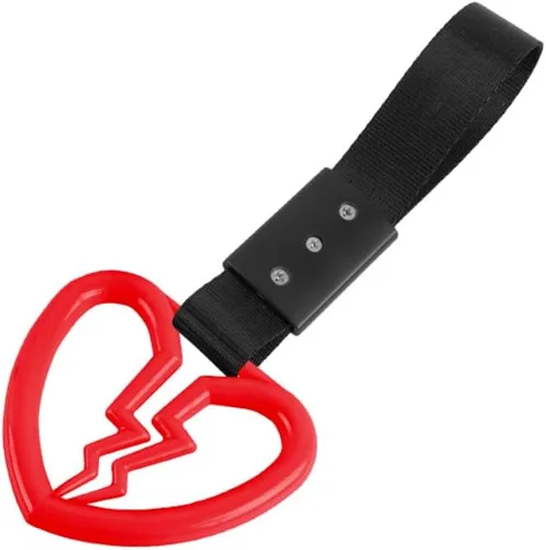 Vista 7 de Q1-TECH, JDM Tsurikawa Anillo japonés de metro, tren, autobús, mango de corazón roto, correa de mano, anillos de advertencia para parachoques