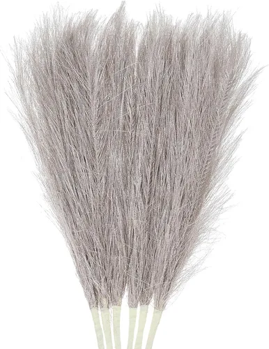 uxcell 3 piezas de hierba de pampa sintética pequeña de 17.7 pulgadas de hierba de pampa esponjosa falsa 7 ramas, relleno de jarrón artificial para