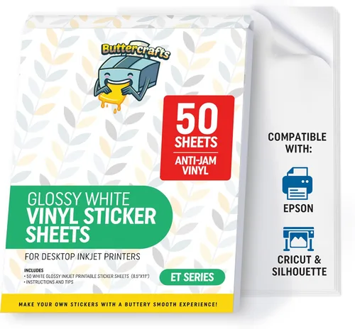 Vista 10 de Papel adhesivo de vinilo transparente imprimible, impermeable, 25 hojas de 8.5 x 11 pulgadas, impresora de inyección de tinta (Epson), papel