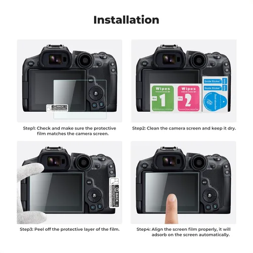 Vista 5 de K&F CONCEPT 3 protectores de pantalla compatibles con cámara Canon EOS R6 II/R6/R7 y cubierta de zapata caliente, protector de pantalla de vidrio