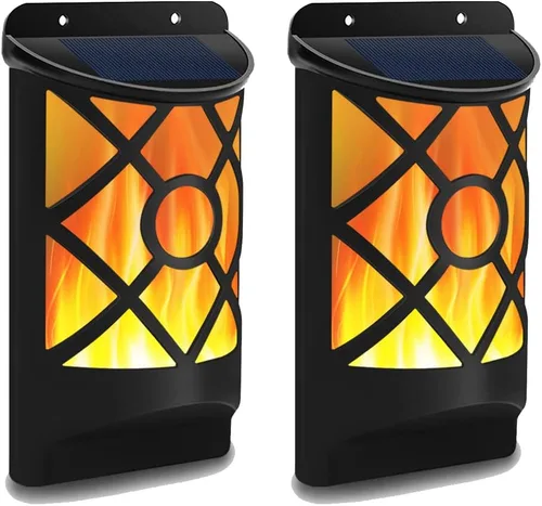 Aityvert Luces solares de llama al aire libre, luz solar de llama parpadeante impermeable, sensor oscuro, encendido y apagado automático, 66 luces
