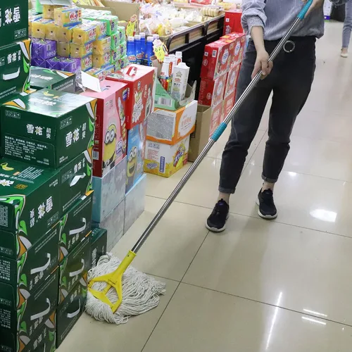 Vista 5 de OFO - Trapeador húmedo de cuerda con extremo de bucle, trapeador industrial comercial resistente, poste de acero inoxidable de 67 pulgadas, paquete