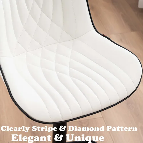 Vista 61 de YOUTASTE Juego de 2 taburetes de bar, taburetes de bar giratorios ajustables con respaldo, sillas de bar tapizadas de piel sintética gris con base