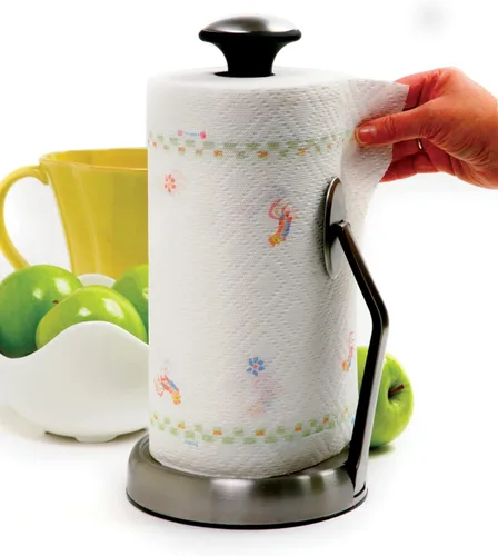 Vista 3 de Norpro Toallero de acero inoxidable de 14 pulgadas de alto con base de agarre de succión estable antideslizante