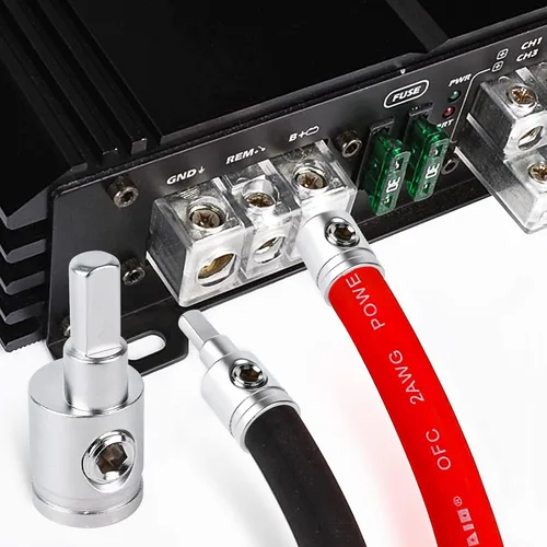 Vista 5 de 4PCS Reductor de Cable de Audio Estéreo para Automóvil de Servicio Pesado - Calibre 0 a Calibre 4 para Entrada de Amplificador, Conexión