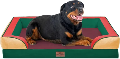 Vista 381 de Comfort Expression Cama ortopédica para perros extra grandes de 45 x 35 pulgadas, cama para mascotas XL de espuma tipo caja de huevos impermeable