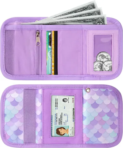Vista 5 de Choco Mocha Cartera infantil para niñas, Escamas de sirena-Púrpura, Minimalista