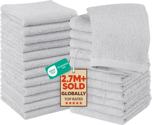 Vista 34 de Utopia Towels Juego de 60 paños de algodón – 100% algodón hilado en anillo, paños de franela de alta calidad, altamente absorbentes y suaves al Beige