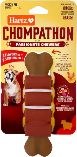 Vista 10 de Hartz Chompathon Diamondbite - Juguete masticable para perros masticadores agresivos, doble capa con sabor a pollo y mantequilla de maní