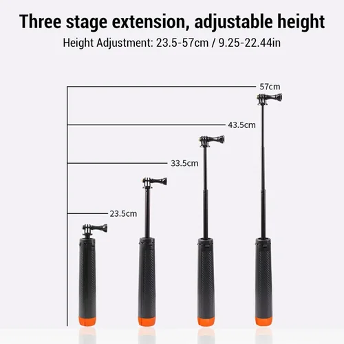 Vista 6 de Mini trípode extensible para cámara, 4 en 1 para selfie stick trípode flotante para selfie stick o agarre con tornillo de 1/4 pulgadas para Action 5