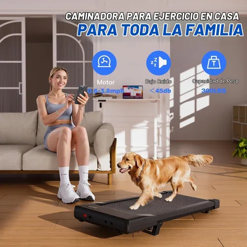 Vista 5 de MJWW Walking Pad, Auto Incline, 3.0HP, 300lb, Under-Desk, Remote LED 3-Negro