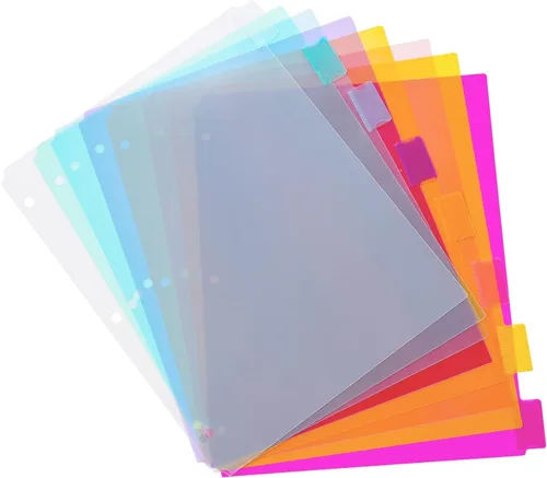 Vista 8 de Seashell Divisores de carpetas de 3 anillos con 5 pestañas, 6 juegos de separadores de carpetas de plástico con 3 perforadores, tamaño carta
