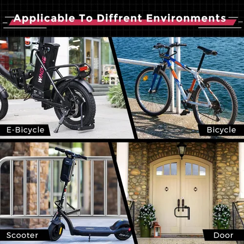 Vista 7 de Windone E Bike U Lock con llaves, 6 pulgadas de longitud, impermeable, de seguridad, antirrobo, para motocicleta y scooter con soporte de montaje