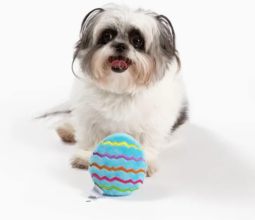 Vista 4 de Midlee Juguete de peluche para perro de huevo de Pascua, azul (pequeño)