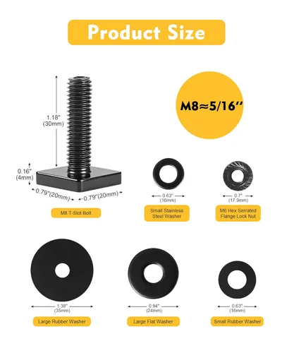 Vista 2 de Pernos de ranura en T para barras transversales de techo, plataforma, cesta de carga, adaptador de perno cuadrado en T de acero inoxidable de 4 mm