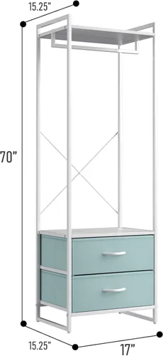 Vista 2 de Sorbus Perchero Premium de Ropa con Cajones - Armario Resistente de Servicio Pesado con Marco de Metal y Parte Superior de Madera - Perchero de Ropa