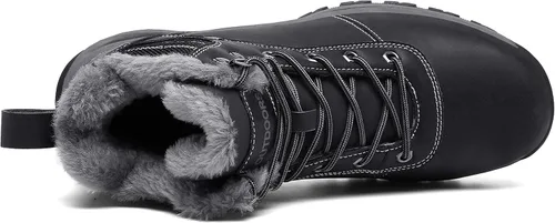 Vista 3 de Botas de invierno impermeables de cuero para hombre zapatos de senderismo para exteriores