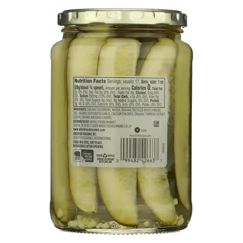 Vista 2 de 365 by Whole Foods Market, Lanzas de pepinillos de eneldo orgánicos kosher, 24 onzas líquidas