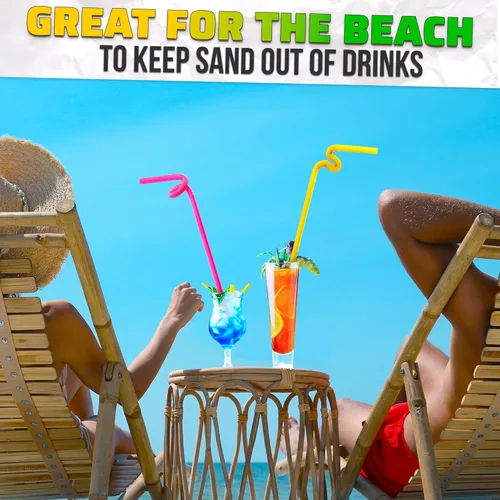 Vista 9 de 200 popotes extralargos desechables de 17.1 a 19.5 pulgadas con 0.32 pulgadas de diámetro, popotes de plástico flexible superlargos, elásticos