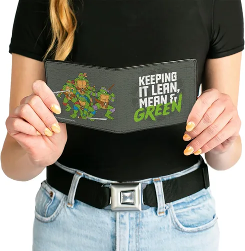 Vista 6 de Nickelodeon Buckle-Down - Cartera plegable de poliuretano para hombre, mantén tu peso Lean, Mean & Green + Classic TMNT Group Pose Gray, multicolor