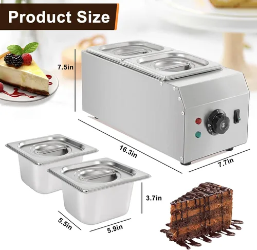 Vista 6 de Máquina de templado de chocolate con 2 tanques de 9 libras, derretidor de chocolate con control de temperatura de 86 ~ 185 °F, calentador