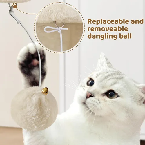 Vista 6 de Yaheetech Torre de árbol para gatos de 23.5 pulgadas, condominio para gatos con postes rascadores cubiertos de sisal, muebles de centro de Beige