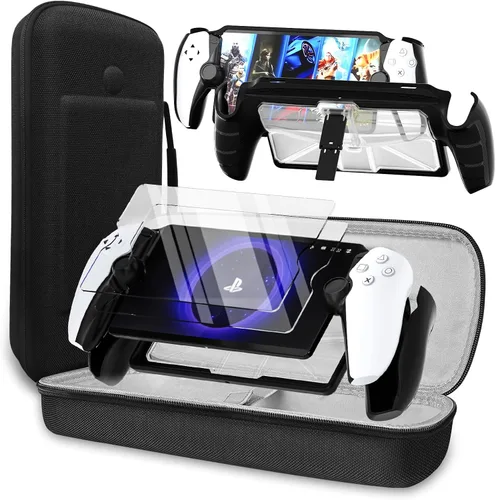 Vista 7 de QUAGGY 3-in-1 Accessoris Kit Compatible with PlayStation Portal, EVA Carrying Case for PS Portal with Silicone Protective Cover with Stand, 2 Pack