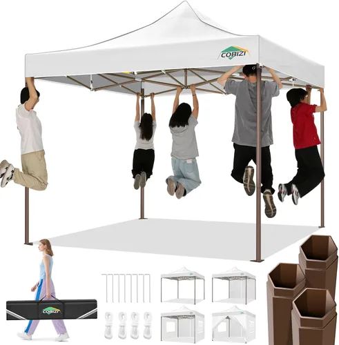 Vista 11 de COBIZI Tienda de campaña desplegable de 10 x 10 pies, toldo instantáneo comercial resistente con 4 paredes laterales, proveedor impermeable