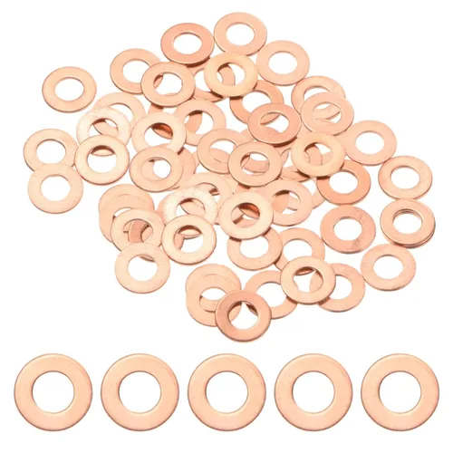 Vista 20 de Paquete de 30 arandelas de cobre, arandelas métricas de sellado de cobre M6x10x1mm para pernos, tornillos, tuercas