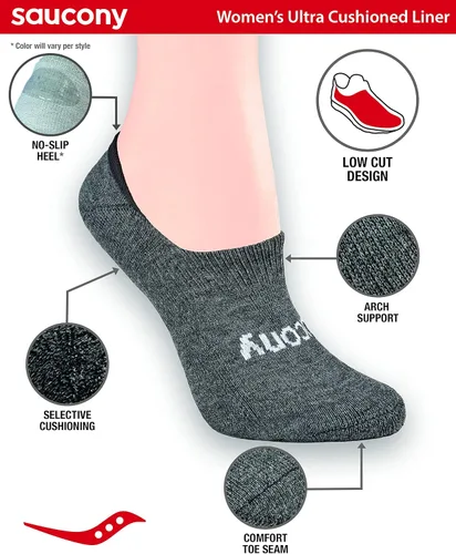 Vista 2 de Saucony 8 pares de calcetines invisibles acolchados invisibles para mujer