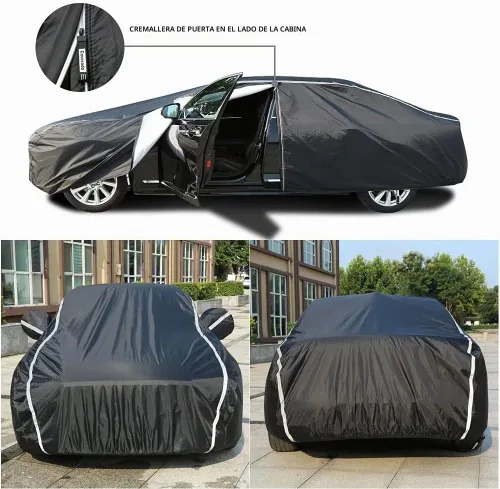 Vista 3 de Coverado - Funda impermeable para todo clima, protección completa, puerta con cremallera, forro de algodón, protección ultravioleta a prueba de Negro
