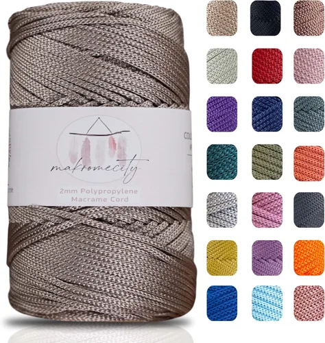 Vista 58 de Makromecity, Cordón de macramé de poliéster de 2 mm x 250 yardas (750 pies) Cordón de macramé de 2 mm de polipropileno para arte y manualidades