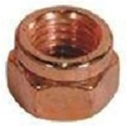 25 M8-1.25 Tuerca de bloqueo de escape de acero chapado en cobre hexagonal de 0.512 in