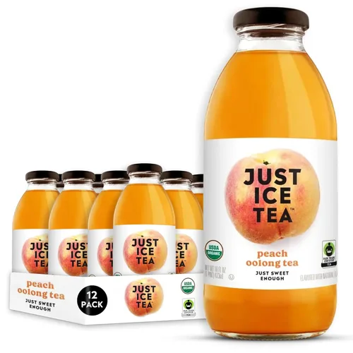 Vista 8 de Just Ice Tea Té helado orgánico, botellas de vidrio de 16 onzas líquidas (té de hierbas de hibisco de bayas, paquete de 12)