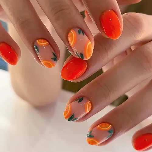 Vista 13 de Uñas postizas cortas en forma de almendra SWEKKE con punta francesa, uñas falsas con diseños de flores 3D en amarillo y rosa, uñas adhesivas