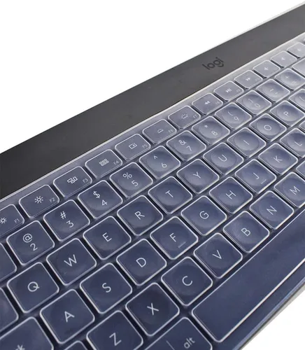 Vista 6 de Funda de silicona para teclado de escritorio ultra fina, compatible con teclas Logitech MX Mini Minimalista y MX Keys Mini para Mac Teclado Negro
