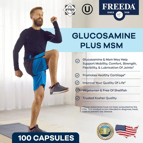 Vista 2 de FREEDA Glucosamina MSM – Suplemento vegano de flexibilidad y movilidad articular – Glucosamina vegetariana sin mariscos – Apoya la función articular