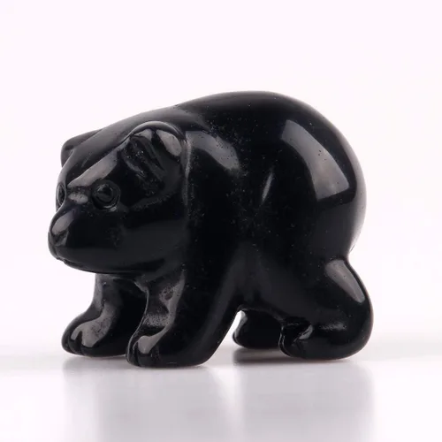 Cuentas naturales semitalladas en piedra, estatua de obsidiana negra, curación de chakras, manualidades de reiki (obsidiana negra)