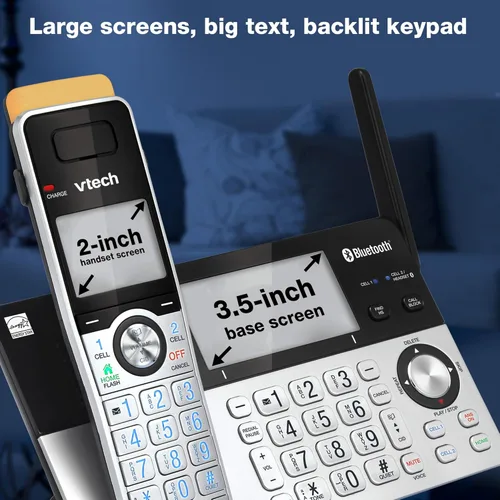 Vista 8 de VTech IS8151 - Teléfono inalámbrico DECT 6.0 de alcance superlargo para el hogar con contestador automático, alcance de hasta 2300 pies, bloqueo
